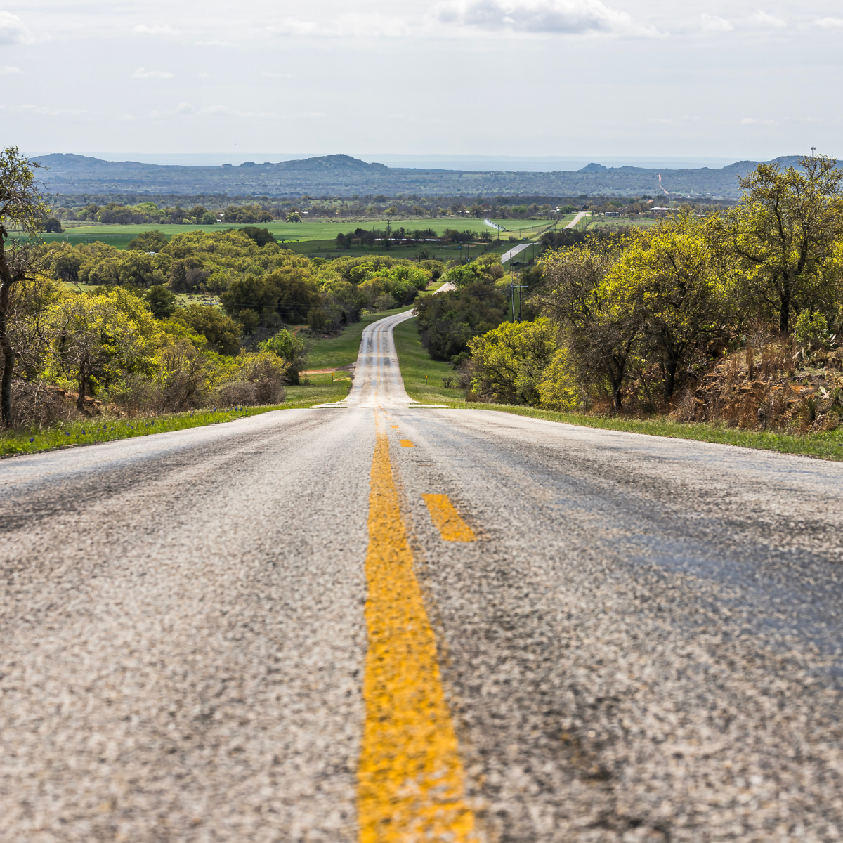 A Hill Country road at golden hour